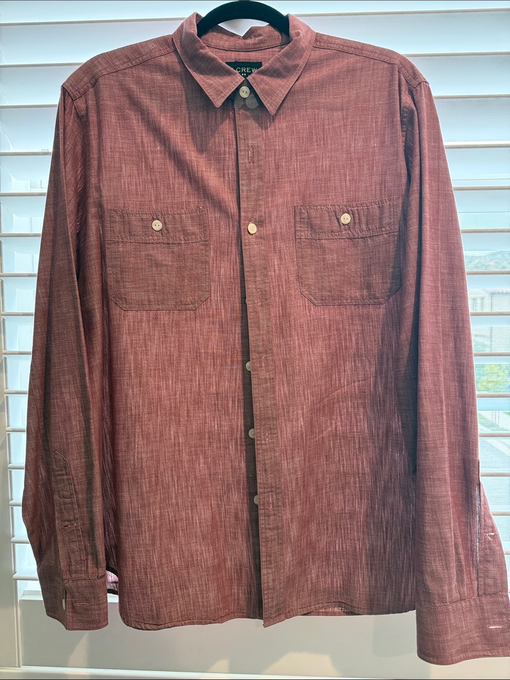 J. Crew Men's Long-Sleeve Casual Button-Down Shirt in Burnt Red